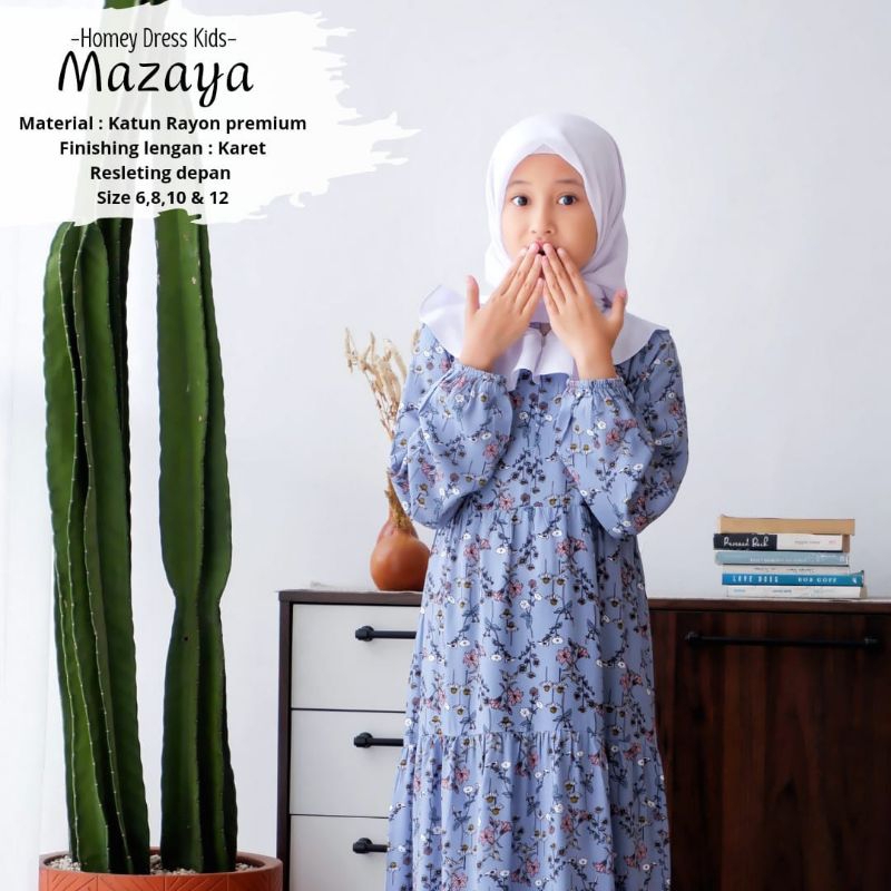 Gamis Anak Motif Bunga Homey Dress Anak Mazaya Gamis Anak Muslimah Usia 4-12tahun Bahan Katun Rayon Premium Nyaman Dipakai| Bisa Cod