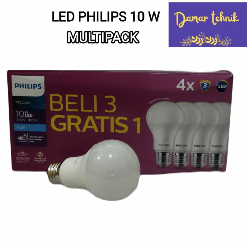 Lampu LED Philips bohlam 10 watt multipack