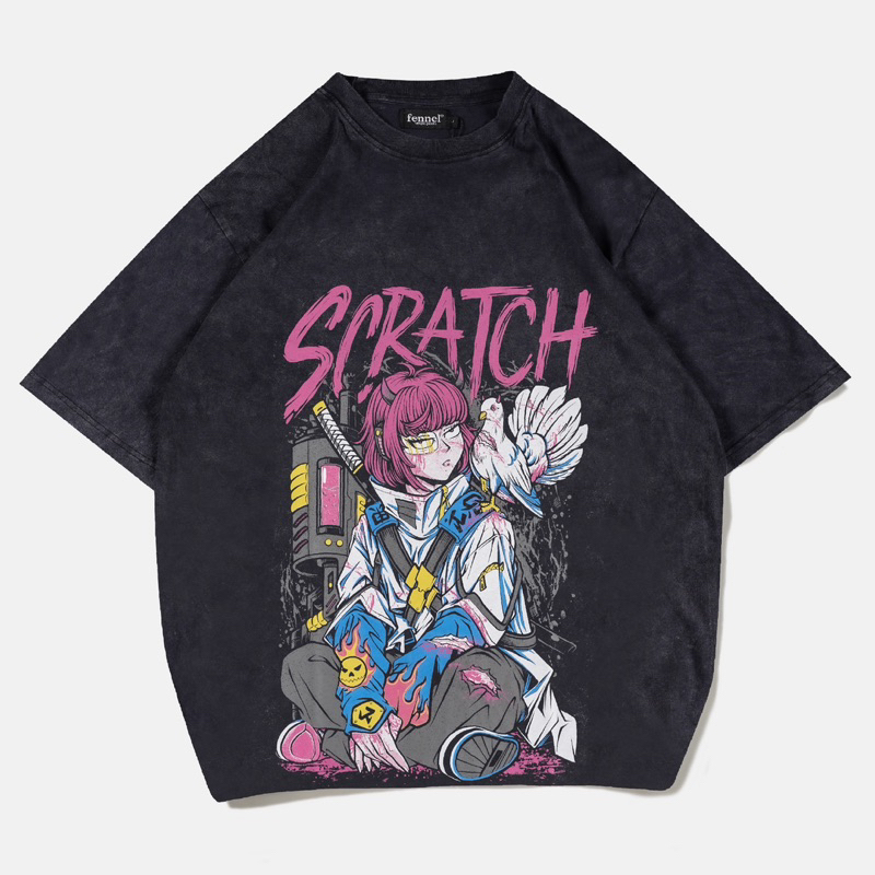 [N01158] T-shirt Oversized Distro Wash Motif SCRATCH XXX