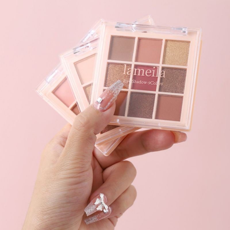 LAMEILA 9 Colors NEW Eyeshadow Free Kuas Pallete Waterproof MH