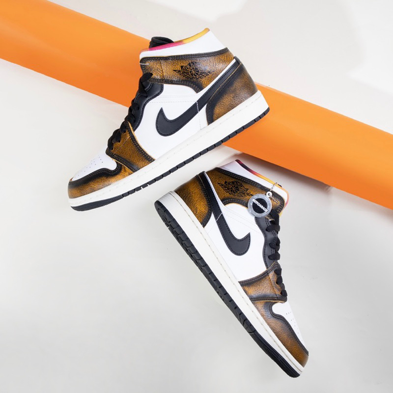 Air Jordan 1 Mid Orange Wear Away