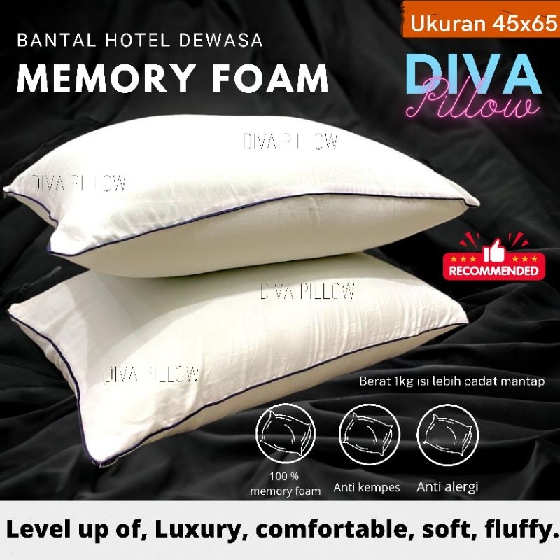 BANTAL HOTEL DEWASA, PREMIUM UK 45 X 65. MEMORY FOAM.