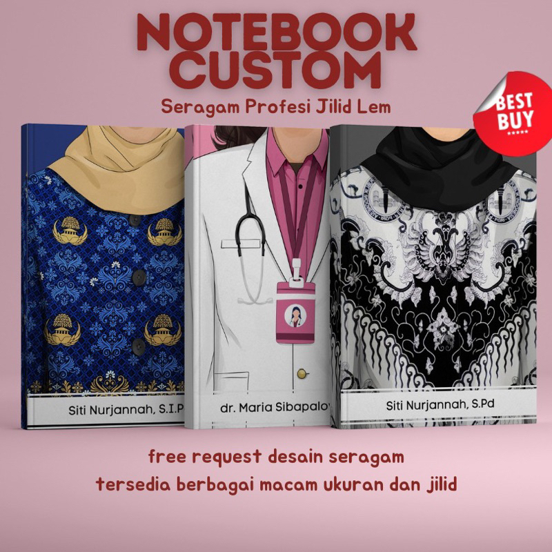 

NOTEBOOK CUSTOM DESAIN SERAGAM PROFESI / BUKU TULIS HARDCOVER CUSTOM / IDE KADO GURU /IDE KADO MURAH