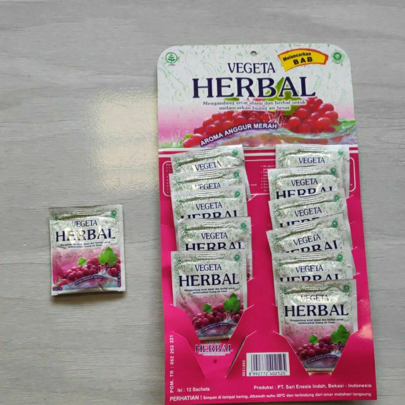 Melancarkan BAB 1 Saset Vegeta Herbal 1 Sachet Buang Air Besar Vigeta Sachets Aroma Anggur Merah Obat Pencernaan lunakan feses