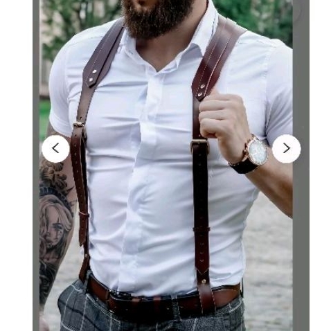 men leather suspender, suspender kulit asli , suspender dewasa , tali jojon