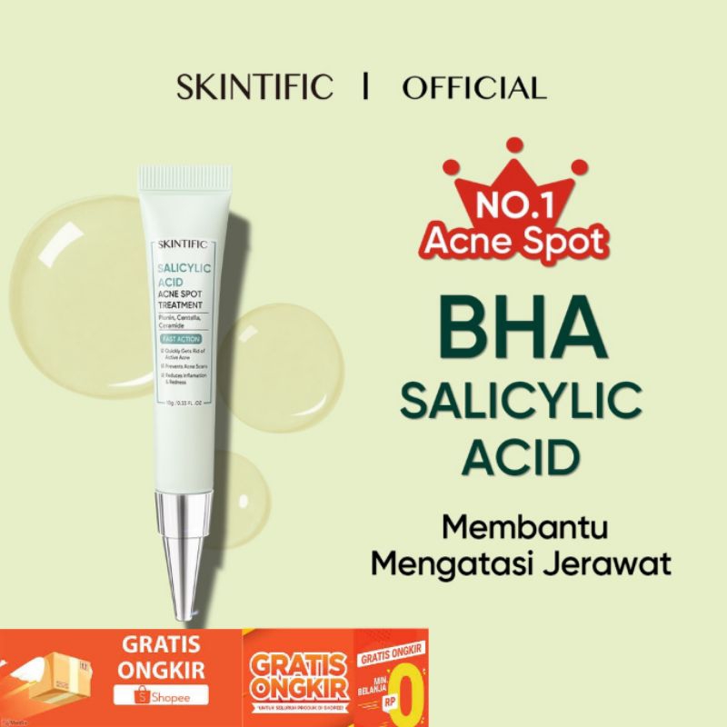 SKINTIFIC Salicylic Acid Acne Spot Treatment Gel 10g - Mengatasi berbagai jenis jerawat - Skincare