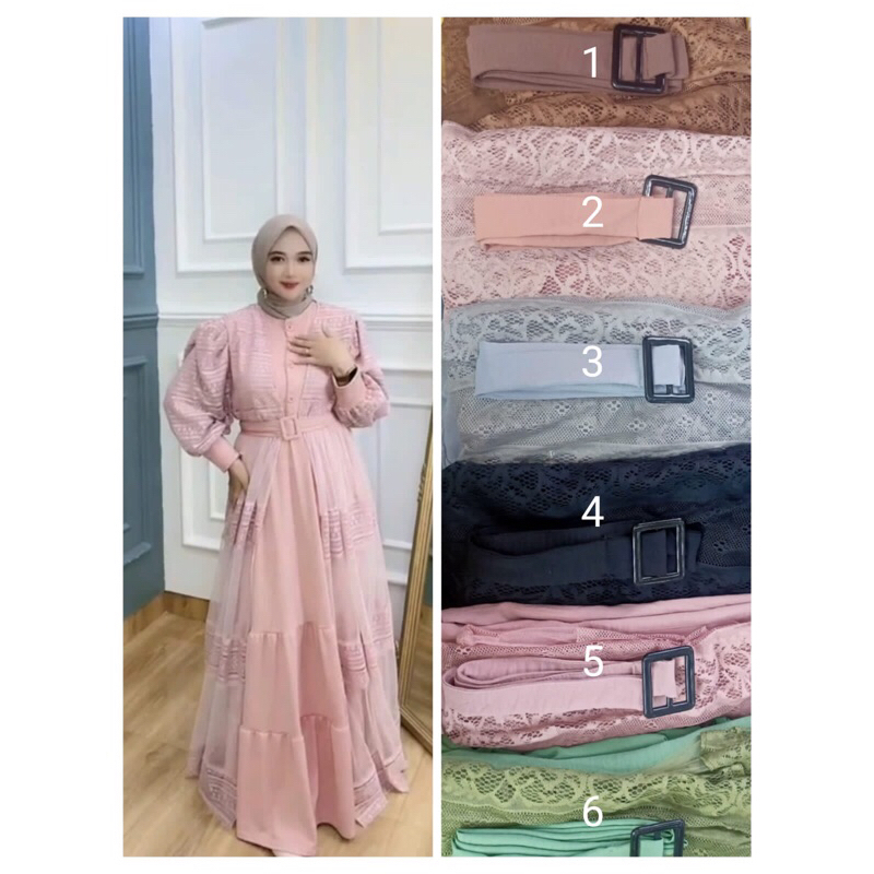 Gamis brukat mix cringkle/gamis rompi terpisah