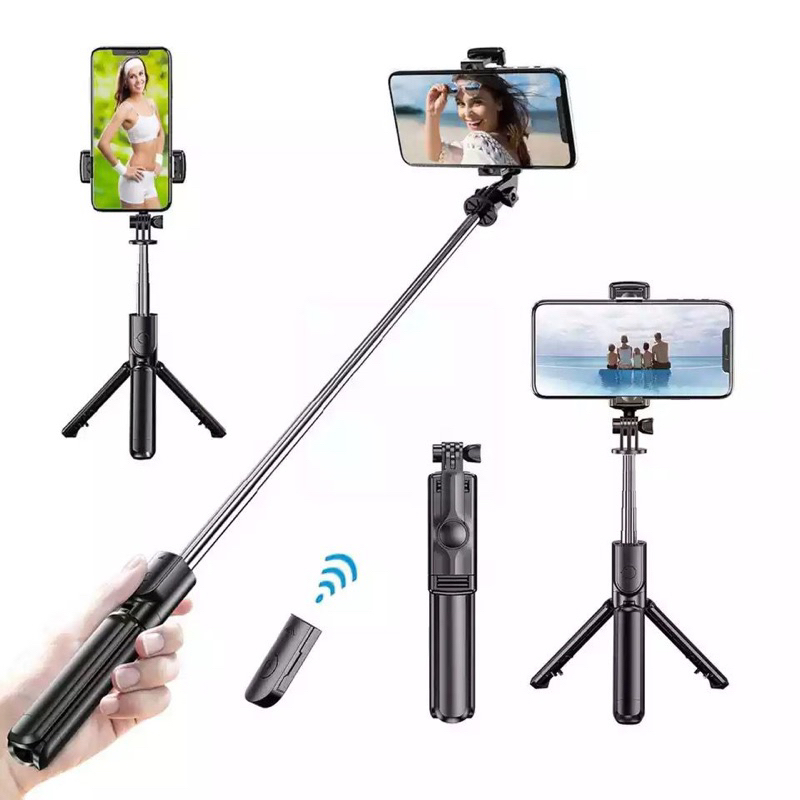 SELFIE STICK 3IN1 / TONGSIS TRIPOD BLOETOOTH REMOT SHUTTER HOLDER PUTAR 360 DERAJAT