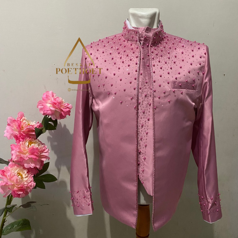 jas pengantin Basofi Sunda muslim dusty pink