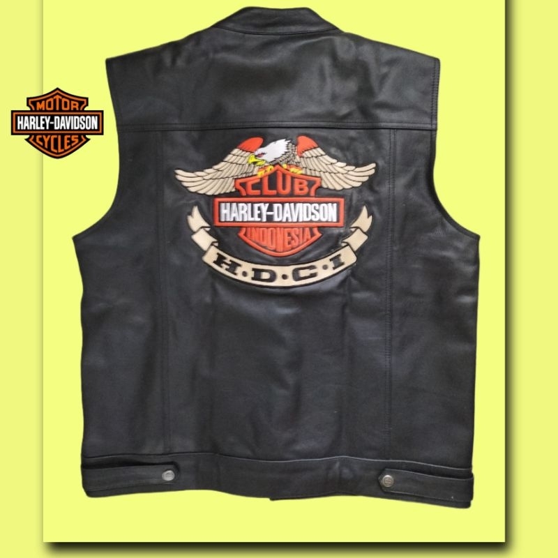 ROMPI KULIT VEST MOTOR MOGE HDCI HARLEY DAVIDSON FASHION PRIA HD JAKET KULIT SAPI SERANGKEN IMPORT