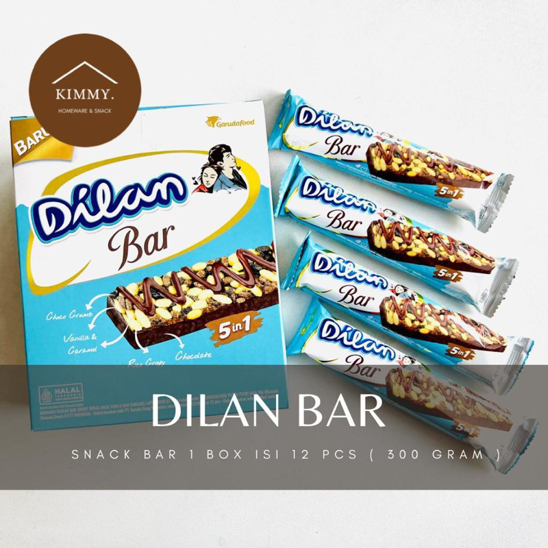 

DILAN BAR 5 IN 1 CHOCOLATE CHOCO CRUMB RICE CRISPY CRUNCHY VANILLA CARAMEL 1 BOX ISI 12 / DILAN BAR COKELAT CARAMEL / SNACK BAR