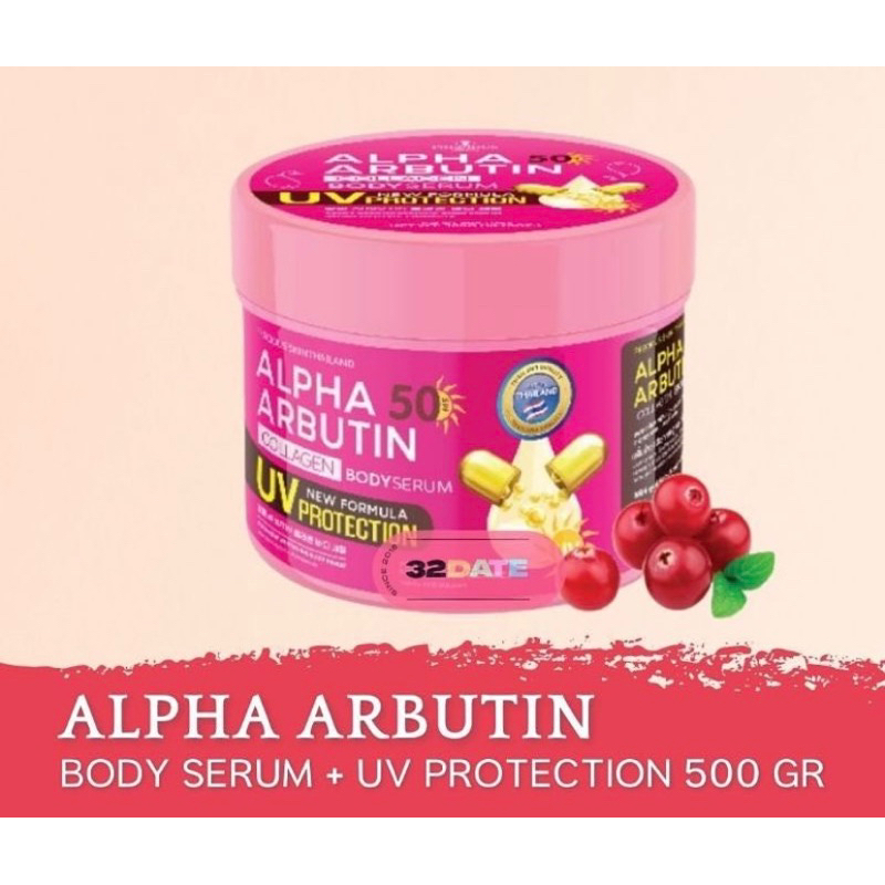 ALPHA ARBUTIN BODY SERUM+UV PROTECTION 500gr ORIGINAL BPOM