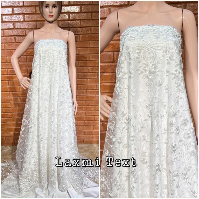 Kain tile akar renda new / bahan tulle/ cocok untuk dress Tunik gaun pengantin seragaman dll TERMURAH