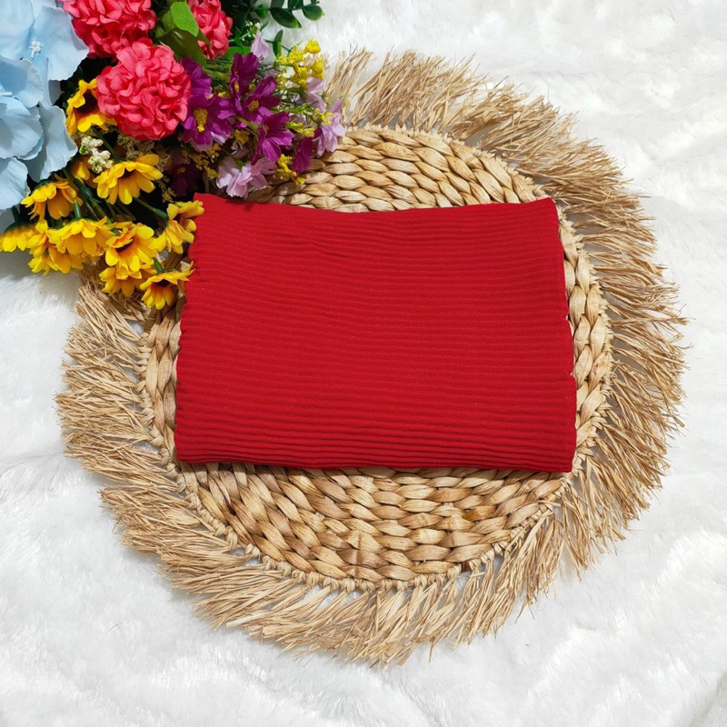 pashmina plisket merah cabe •merah terang•