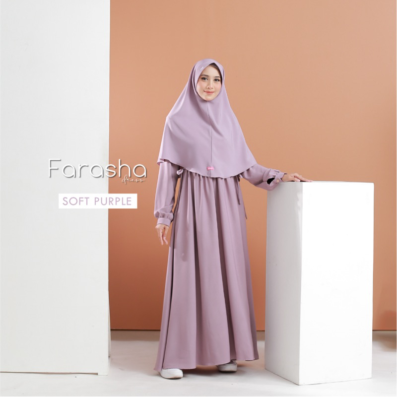 Gamis Syari Ungu Muda Soft Purple Dress Lebaran Kondangan Farasha Naisha