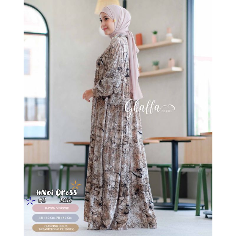 NOI DRESS #2 BY GHAFFA THE LABEL / DRESS MOTIF WANITA MUSLIMAH / GAMIS RAYON LD110