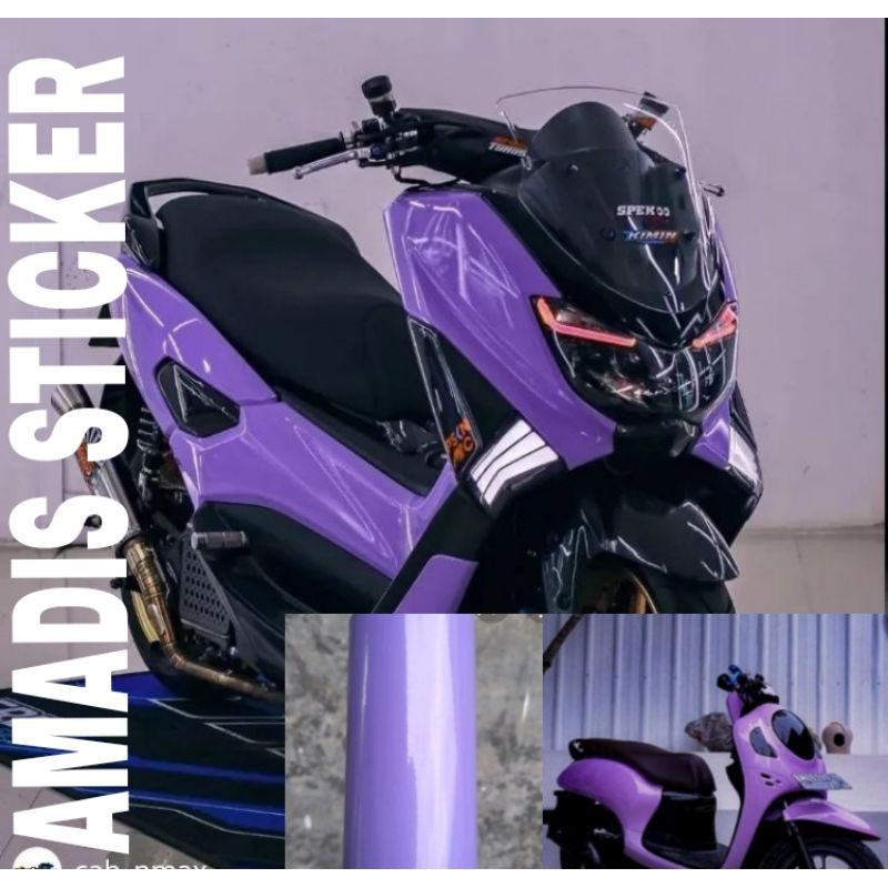 stiker skotlet warna ungu taro lebar 126cn Sticker motor scotlik ungu taro