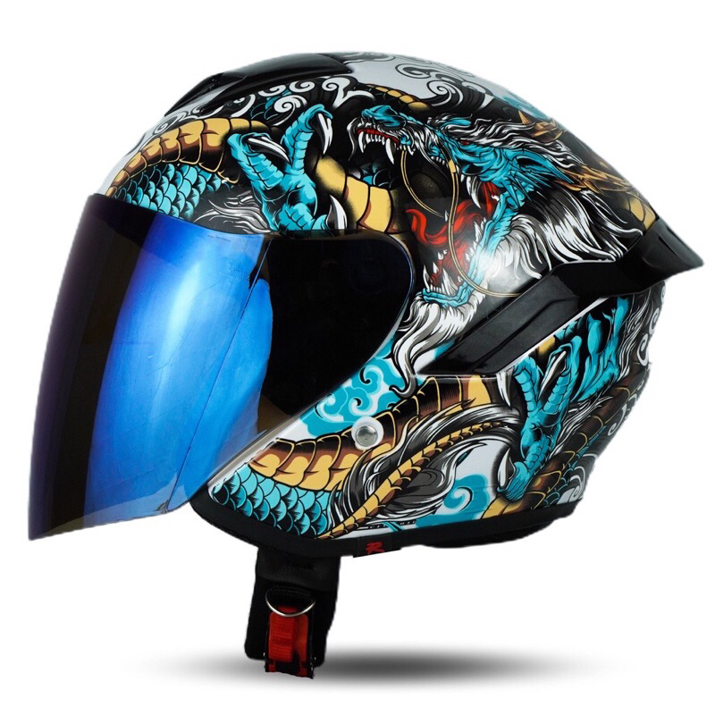 Rsix Xpro Helm Pria Paket Ganteng Half Face Motif Dragon Original Sni