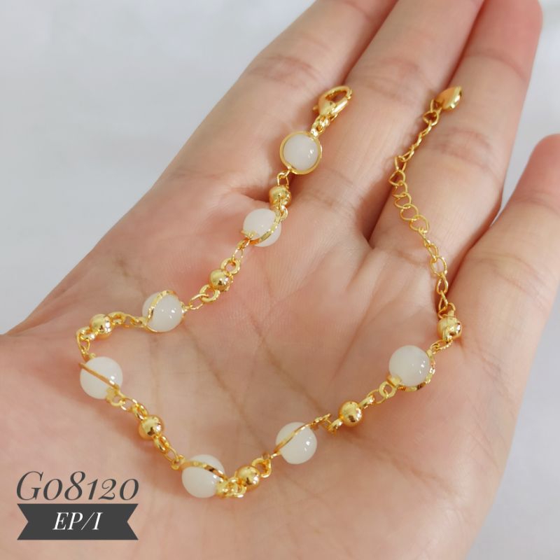 Gelang fashion rantai bola mutiara gold G08120