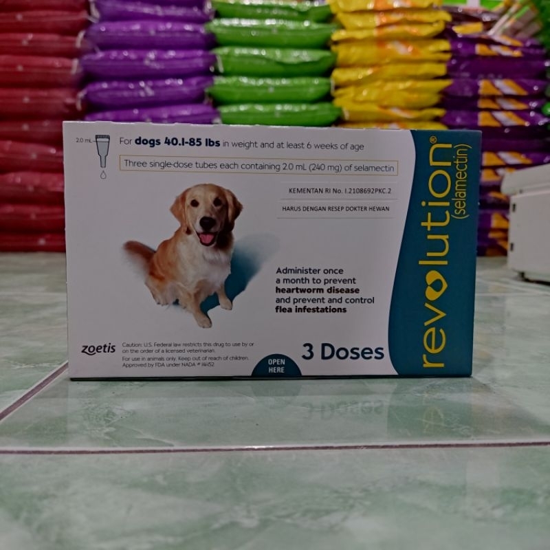 Revolution dog 40.1-85lbs (240mg) - obat kutu anjing BB 18-38kg (1BOX)