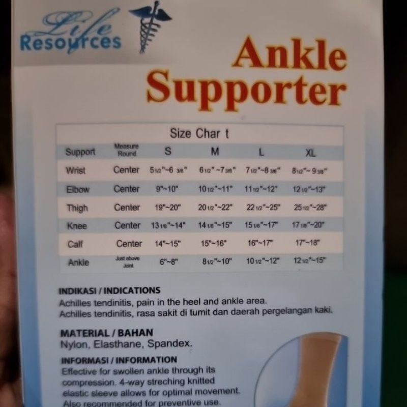 Ankle Support S M L XL Resources