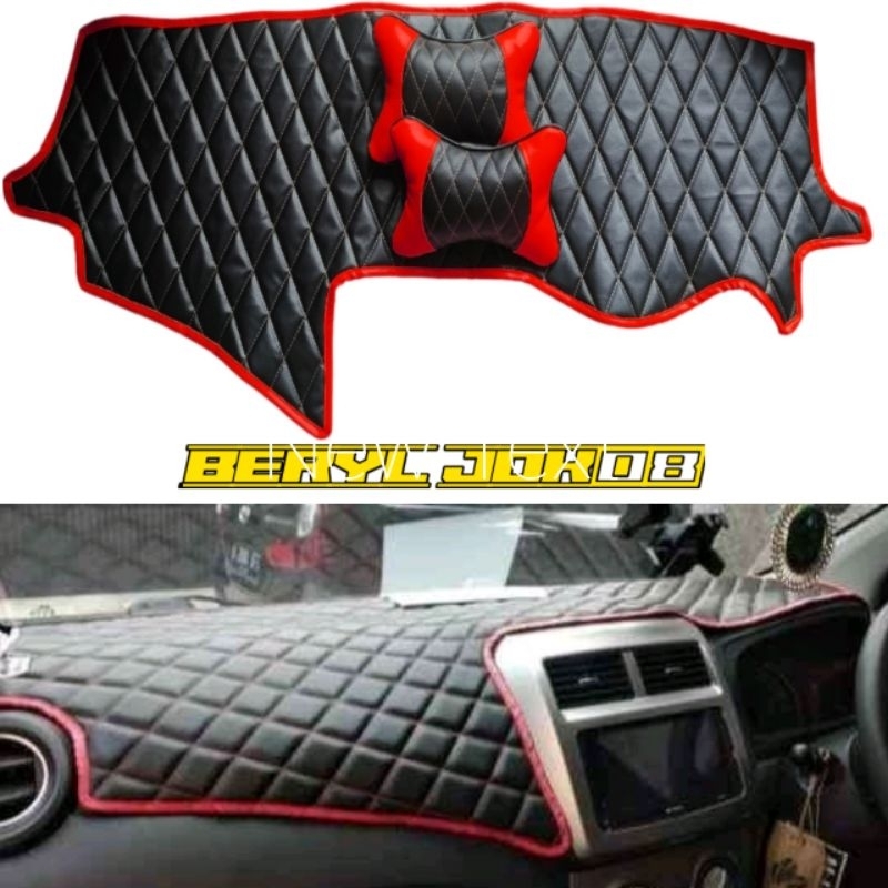 Alas dasbord+bantal leher Mobil Agya Ayla Taplak Dasbord Kulit Sintetis aksesoris mobil Cover