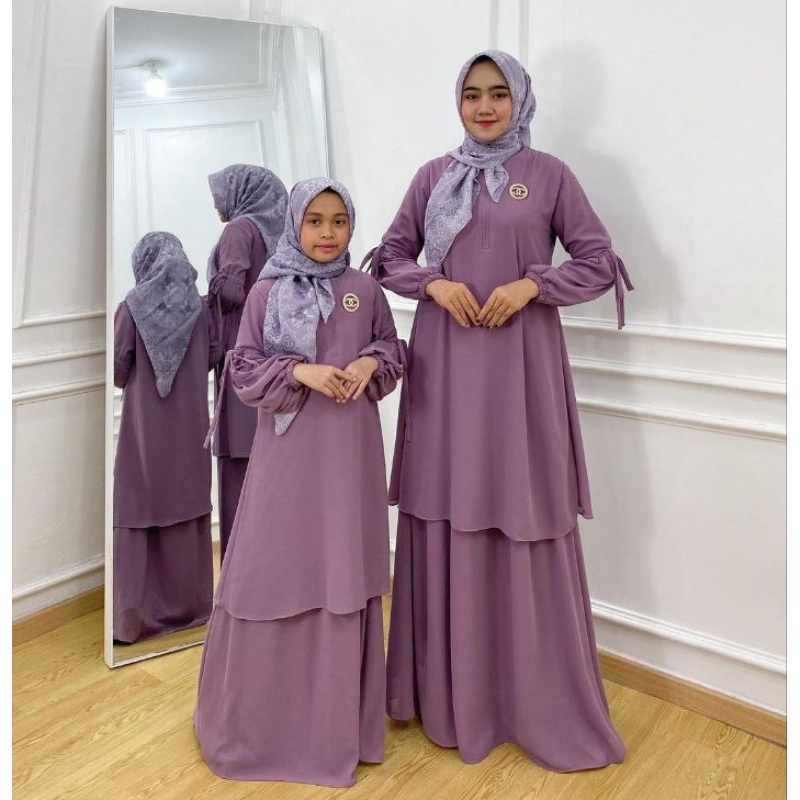 Terbaru Gamis Couple Ibu Anak Gadis Seragam Keluarga Ceruty Babydoll Premium Warna Dress Kekinian Mu