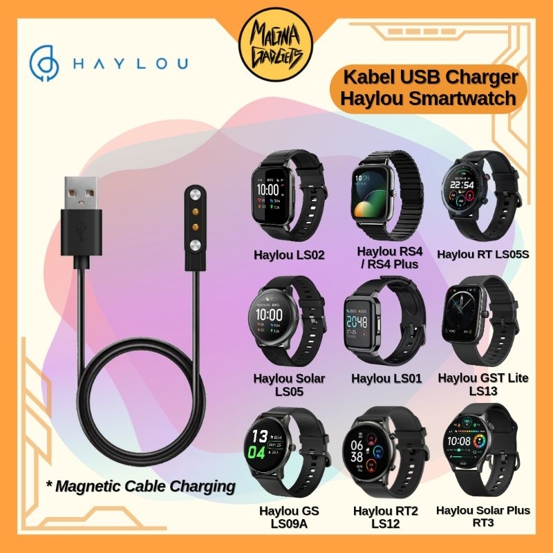 Kabel USB Charger Magnetic Haylou LS02 Solar LS05 RT LS05S RT2 LS10 RS4 LS12 GST LS09B GST LITE SOLAR PLUS RT3