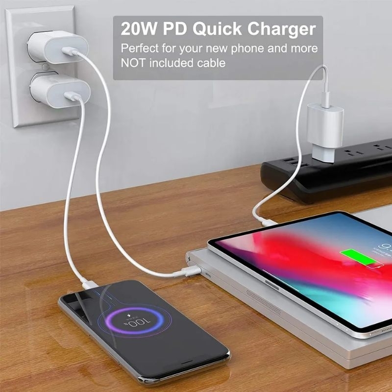 ✅(BISA COD) Eu Wall Charger PD20W Set Charger Super Quick Untuk Ip14 13 12 Pro Max CHARGER