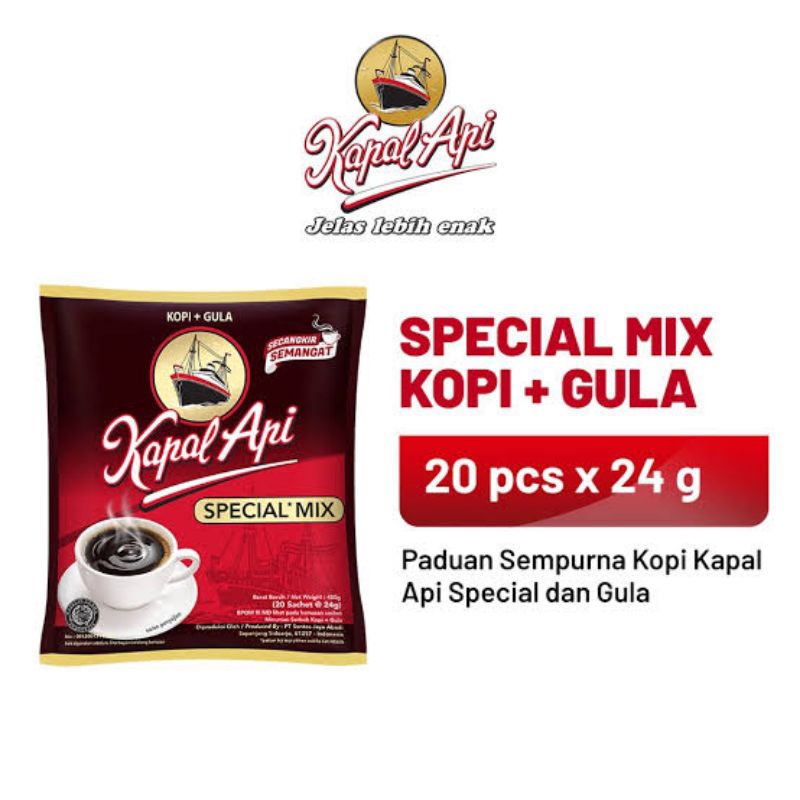 

Kopi Kapal Api Spesial mix 25g ( 2 renceng / isi 20 pcs )