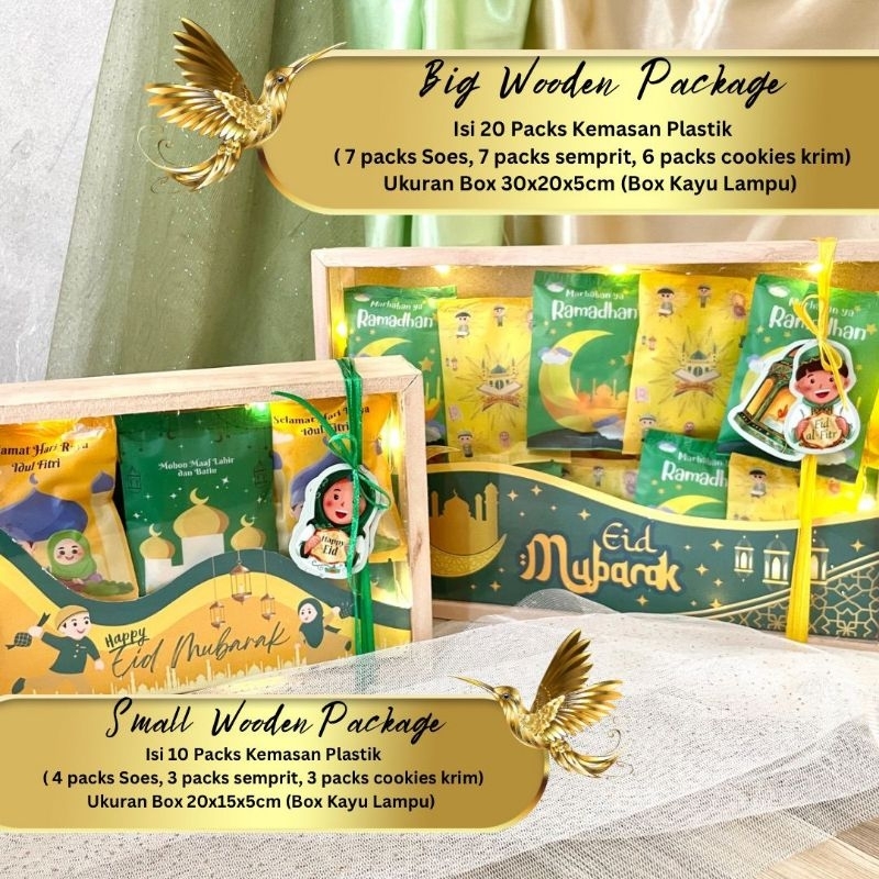 

Small and Big Wooden Box Packages / Hampers Lebaran Kue Kering Idul Fitri