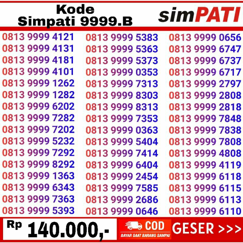 nomor cantik telkomsel simpati 9999 4G LTE murah