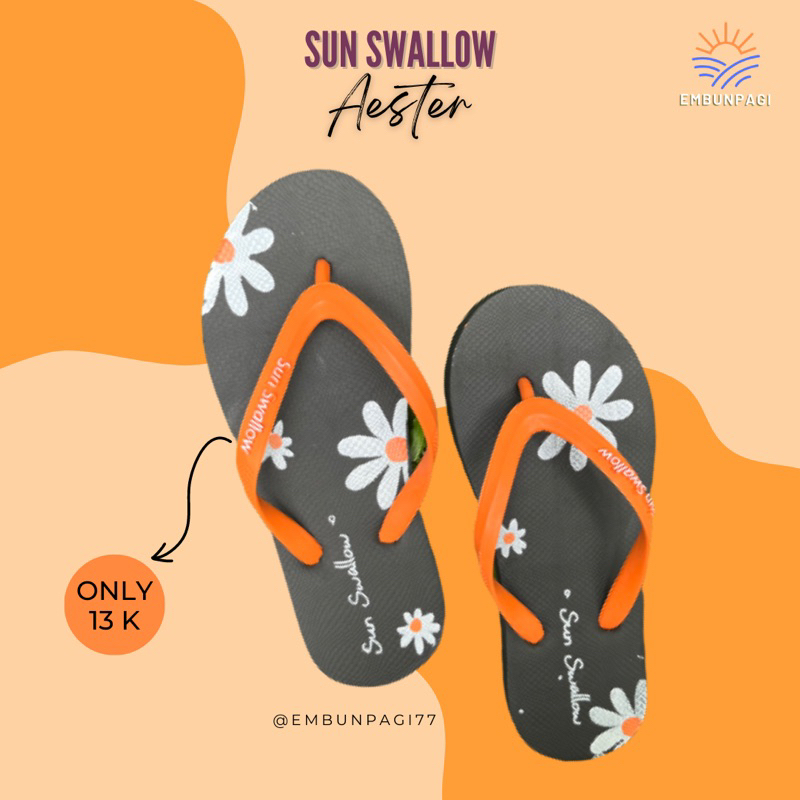 Sandal Jepit Wanita Motif Bunga Aster/Aester Sun Swallow