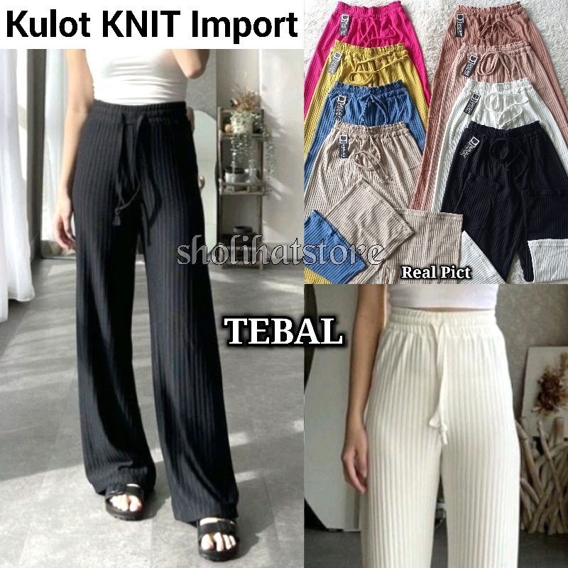 Kulot Knit Premium Highwaist Lyra Loose Pant Cullote Knite Hornet Tebal Terbaru