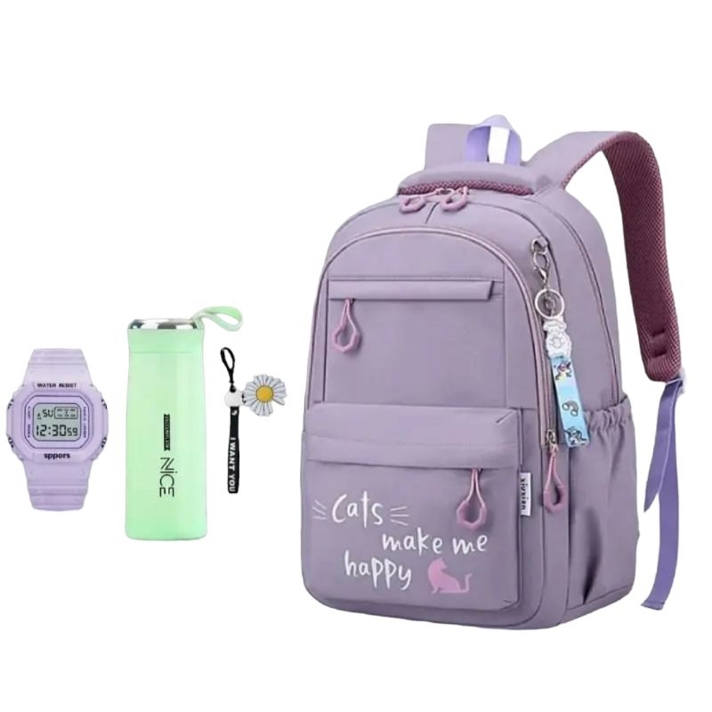 ✅️BISA COD Tas Ransel Sekolah Anak Perempuan Sd 4 in 1 Tas +j am + botol dan acc gantungan