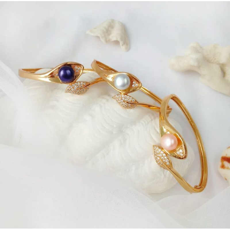 gelang rhodium mutiara tawar || gelang rhodium