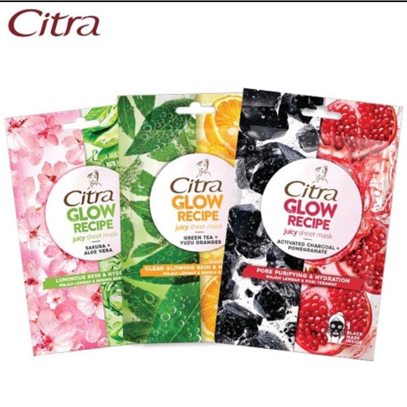 CITRA GLOW RECIPE JUICY / SHEET MASK / ACTIVATED CHARCOAL / POMEGRANATE