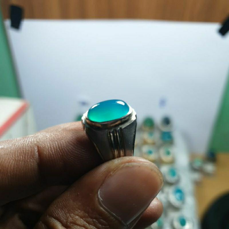 Bacan doko asli kristal kantoran ring perak size 6,5