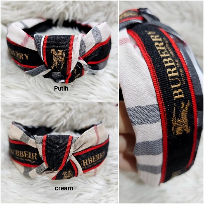 Bando Korea Motif BURB3RRY Premium Quality Bahan Bagus Tidak Bikin Sakit Saat Di pakai Bandana import Branded Band B-02