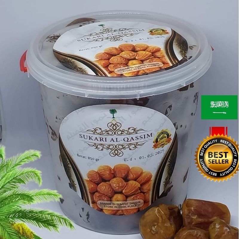 KURMA SUKARI PREMIUM AL QASIM KEMASAN EMBER  UKURAN 850 GRAM KURMA KING SUKARI KURMA SUKARI GRADE