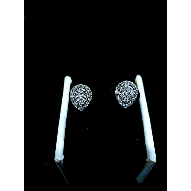 giwang tusuk tetes air emas putih full berlian eropa