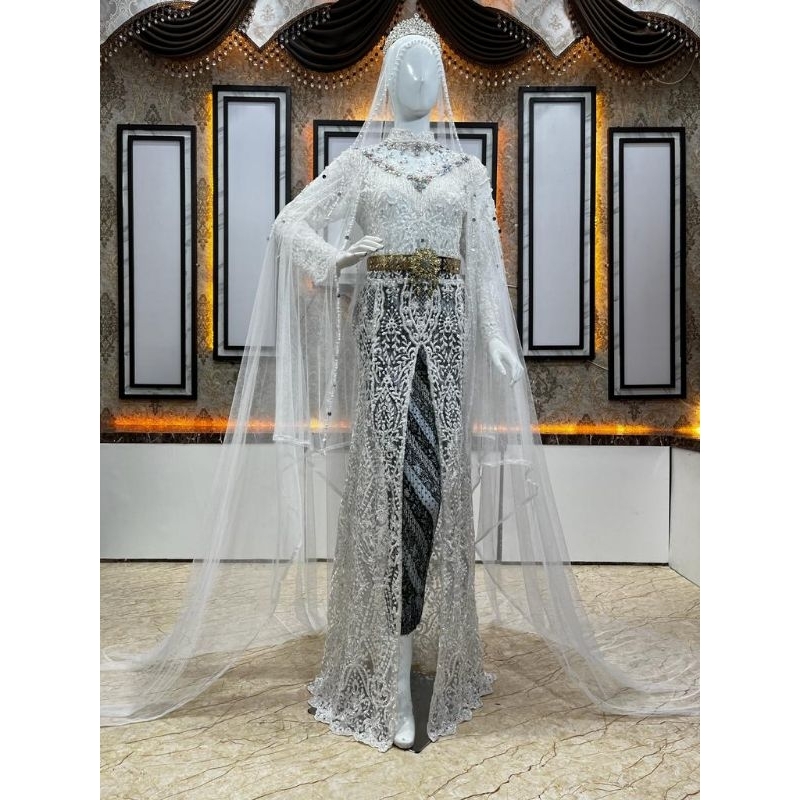 KEBAYA AKAD ELISAP FULL PAYET/KEBAYA JUBAH/KEBAYA MODREN/GAUN PENGANTEN/KEBAYA TERBARU/STELAN AKAD