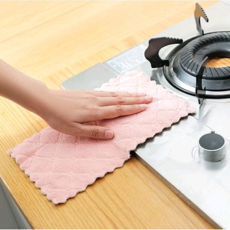 kain lap microfiber Serap Minyak Kain Lap Dapur Portable Warna Warni Murah