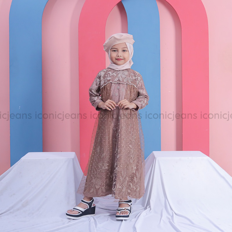 MARWA LACE DRESS KIDS/ GAMIS LEBARAN ANAK 3-6 TAHUN