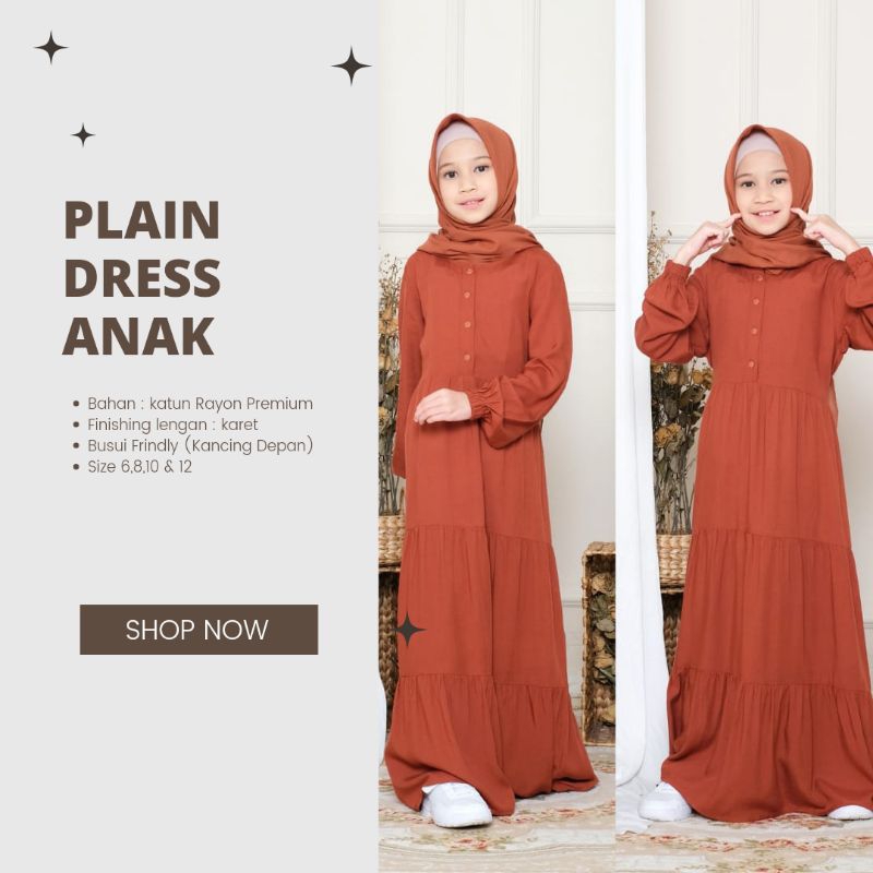 Termurah - Gamis Anak Polos Homey Anak Plain Bahan Katun Rayon Premium Nyaman Dipakai | Bisa Cod