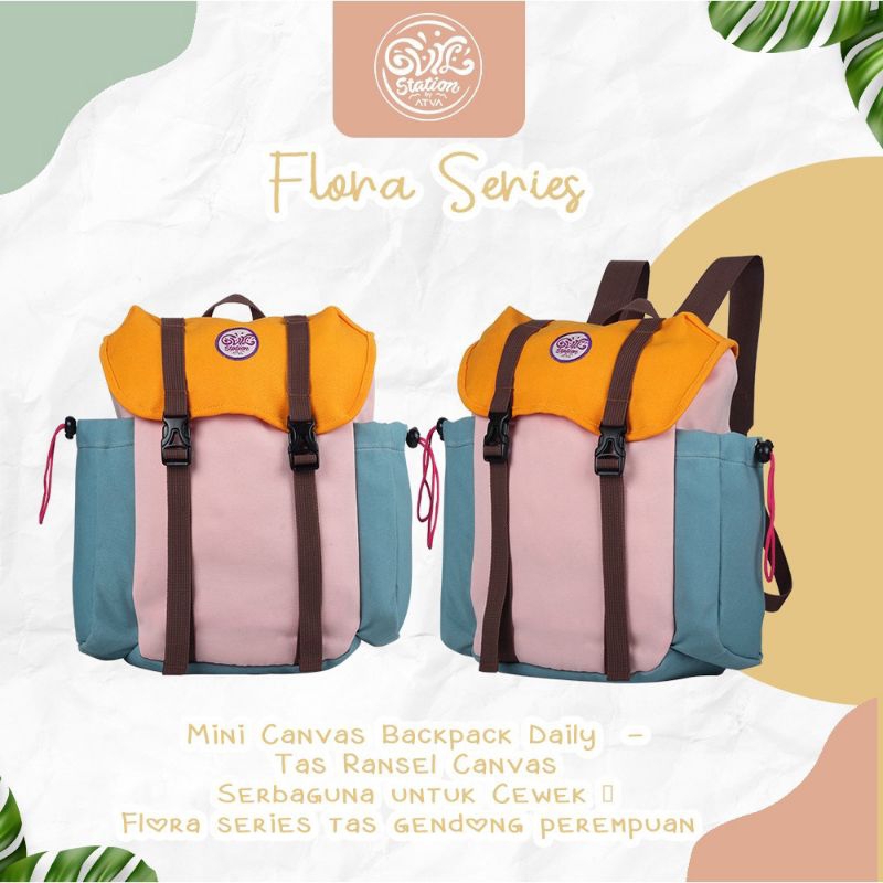 Tas Ransel Kanvas Mini Flora