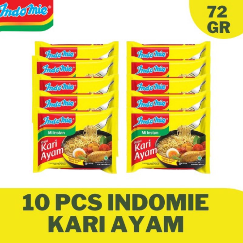 

[ 10 Pcs ] Indomie Mi Instan Kari Ayam 69gr