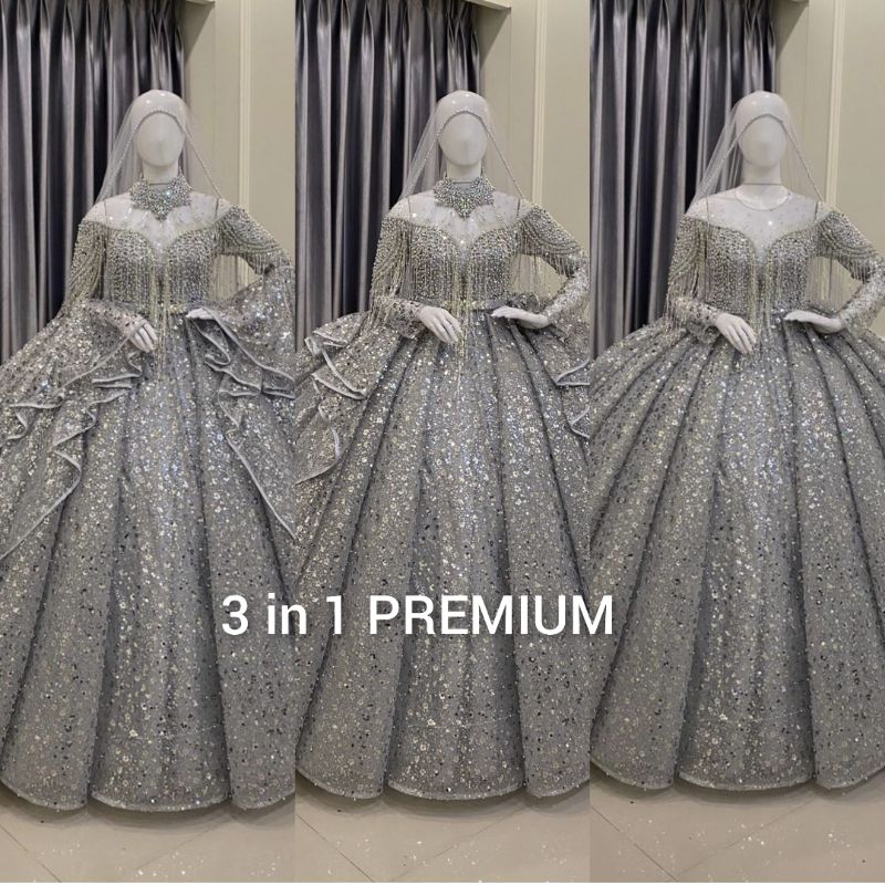 TERBARU//GAUN WEDDING BARBIE BELIMBING SEQUIN//BARBIE HARNET PREMIUM//TILE AKAR GAUN