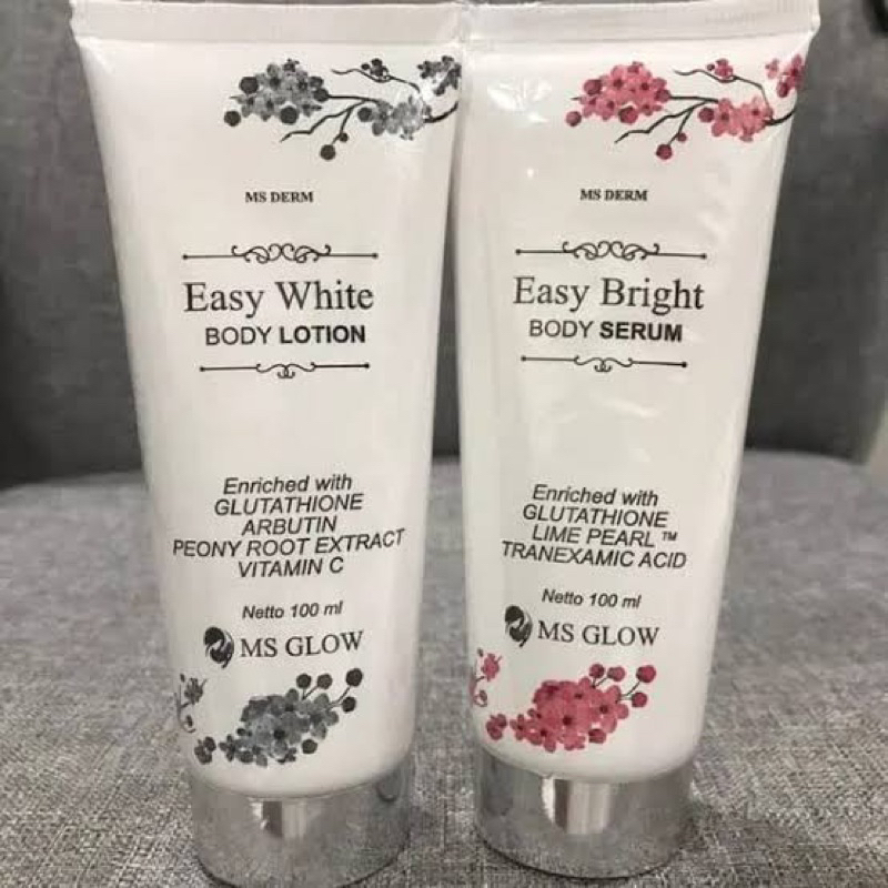 PAKET EASY WHITE BODY LOTION MS GLOW SEPAKET CUMA 90k AJA ABISIN STOK