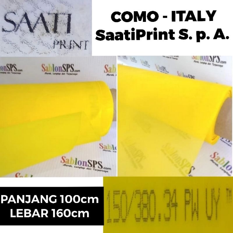 KAIN SCREEN SABLON 150T KUNING SAATI ITALY P. 100x160cm SAATI PRINT